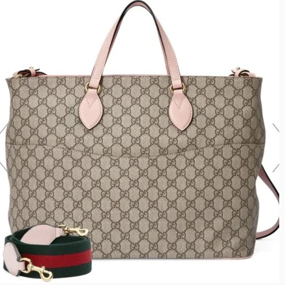 Gucci Handbags - GUCCI RARE Monogram GG Supreme Diaper Tote Bag & Changing Mat